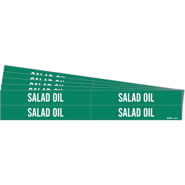 SALAD OIL Pipe Marker Style 4 White on Green 4 per Card, 5 PK